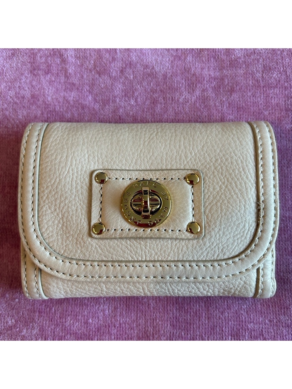 Marc by Marc Jacobs Cream Leather Turnlock Wallet